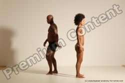 Underwear Gymnastic poses Woman - Man Black Muscular Dancing Dynamic poses Academic